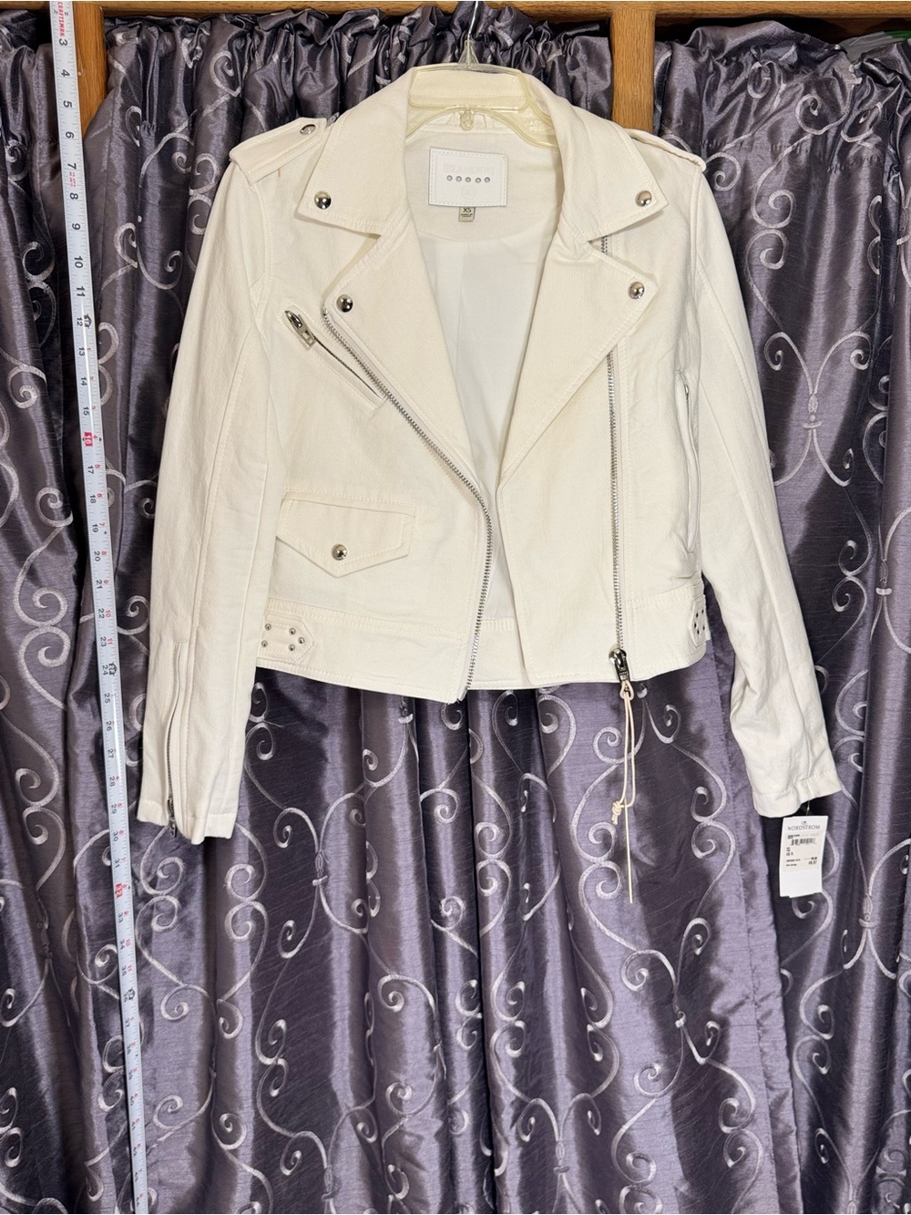 Blank NYC Off-White Cropped Moto Jacket